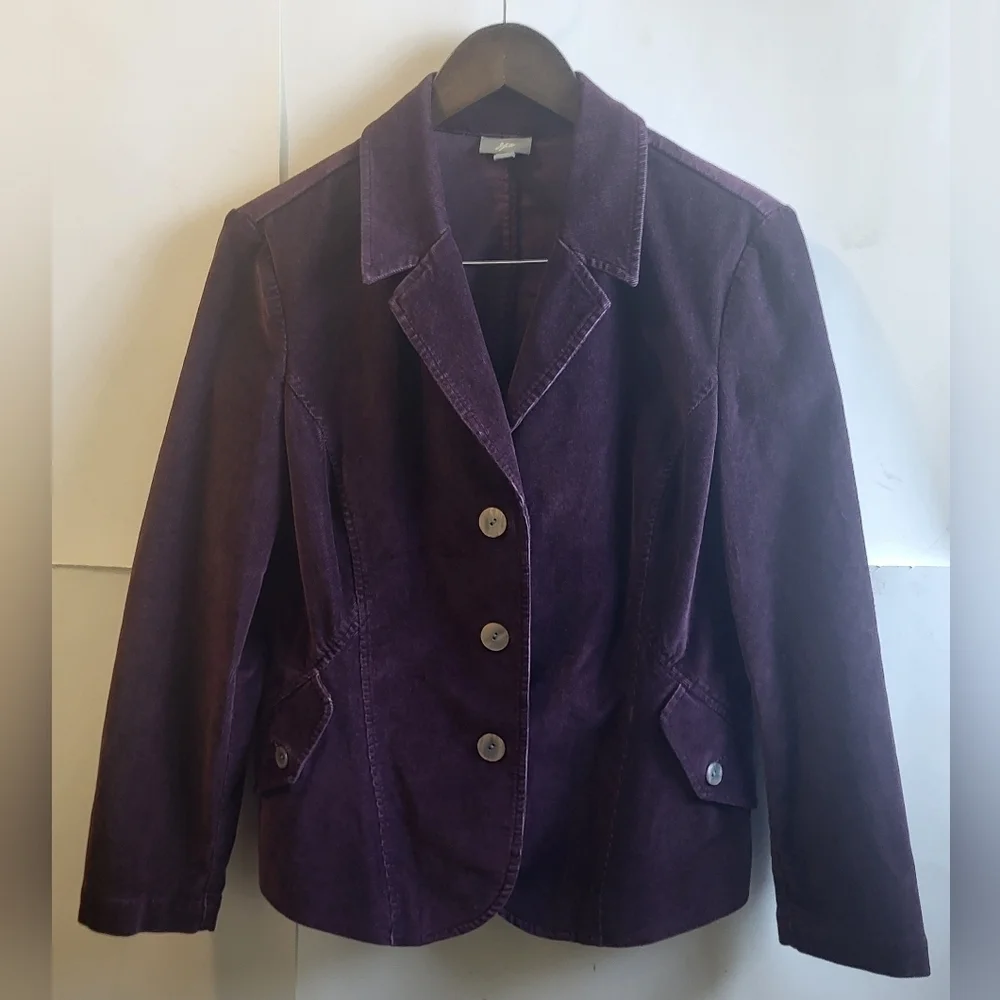 J Jill Corduroy Women's Purple Blazer,‎ Size M/P